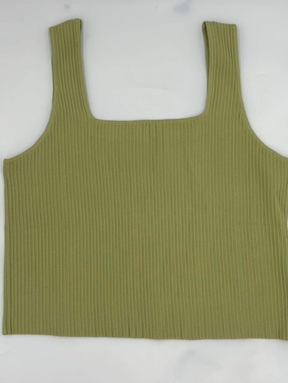 MADEWELL green ottoman-knit square neck cropped tank